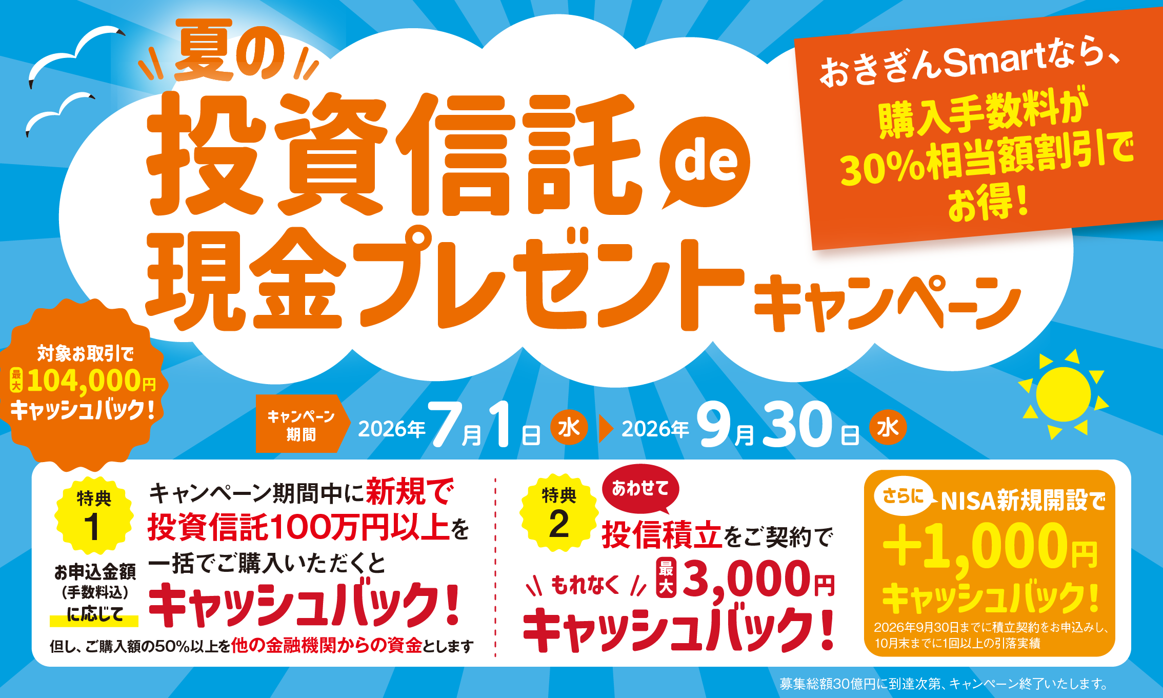 夏の投資信託de現金プレゼントキャンペーン